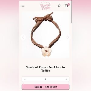 Frasier Sterling south of france toffee fabric and pearl flower choker brand new